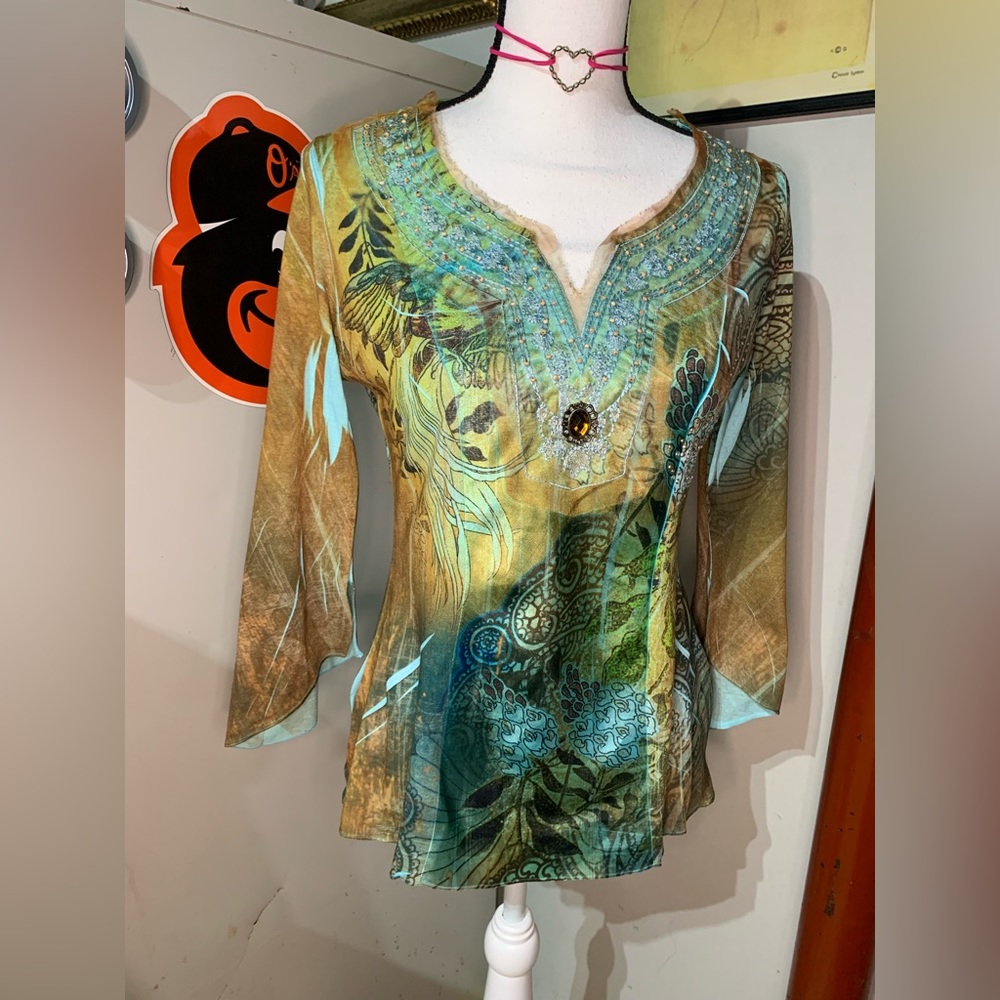 B.L.E.U. Petites Colorful Boho Top